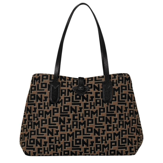 Brown Black Longchamp Roseau Essential Lgp M Women's Shoulder Bags | US-5963KTU