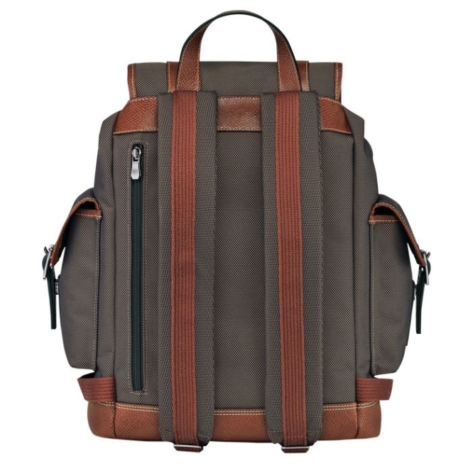 Brown Longchamp Boxford Men's Backpacks | US-4370JDX