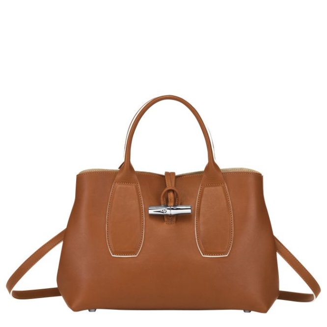 Brown Longchamp Roseau M Women\'s Top-handle Bags | US-0825GNA