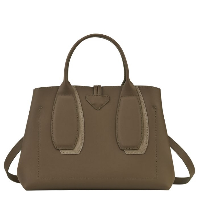 Brown Longchamp Roseau Shadow M Women's Top-handle Bags | US-4703ZQN