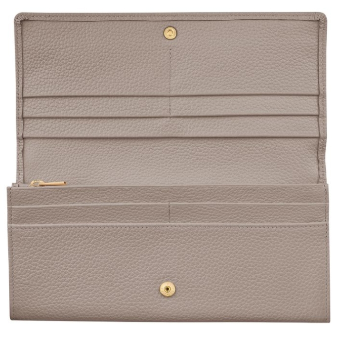 Grey Longchamp Le Foulonné Women's Wallets | US-0675QNX