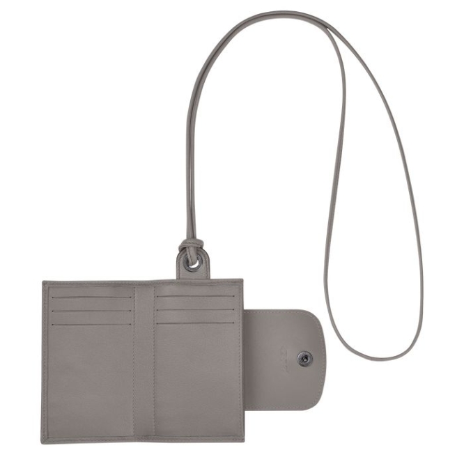 Grey Longchamp Le Pliage Cuir Men's Cardholders & Coin Purses | US-3871GOE