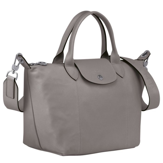 Grey Longchamp Le Pliage Cuir S Women's Top-handle Bags | US-8572ZYF