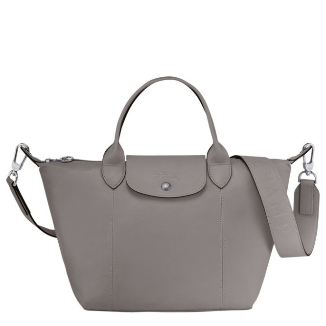 Grey Longchamp Le Pliage Cuir S Women\'s Top-handle Bags | US-8572ZYF