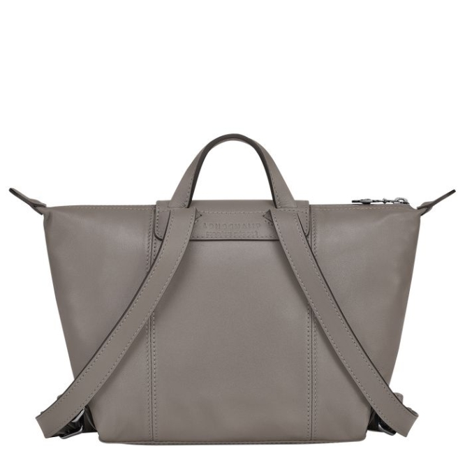 Grey Longchamp Le Pliage Cuir Women's Backpacks | US-9654MFY