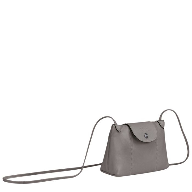 Grey Longchamp Le Pliage Cuir Women's Crossbody Bags | US-4198YFZ