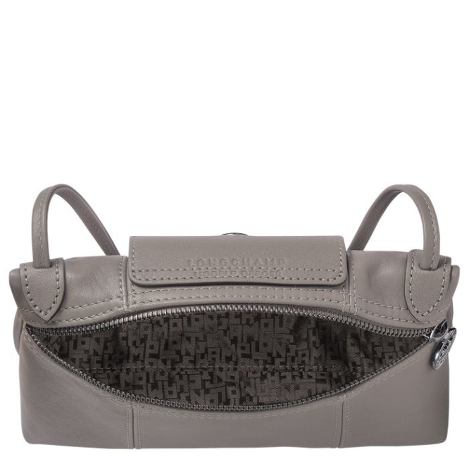 Grey Longchamp Le Pliage Cuir Women's Crossbody Bags | US-4198YFZ