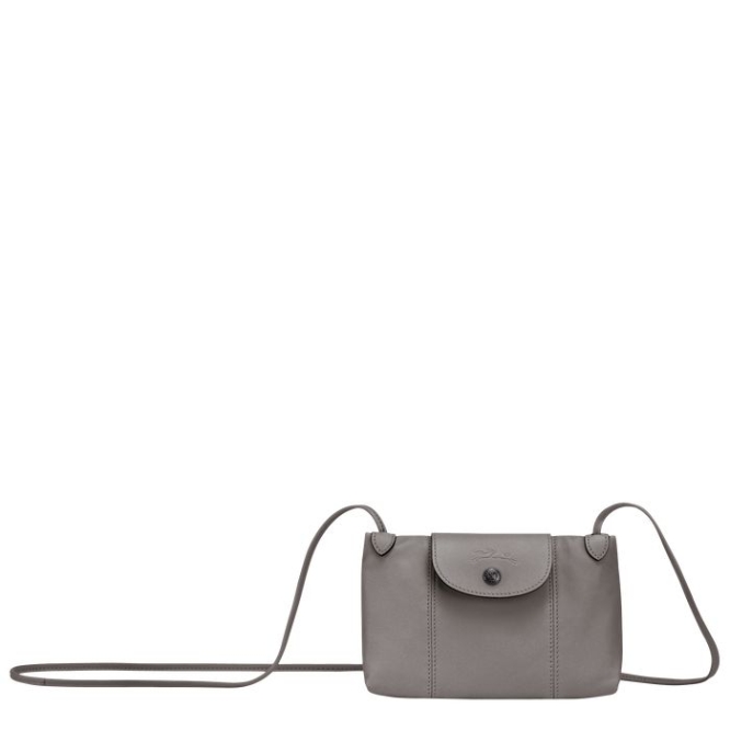 Grey Longchamp Le Pliage Cuir Women\'s Crossbody Bags | US-4198YFZ