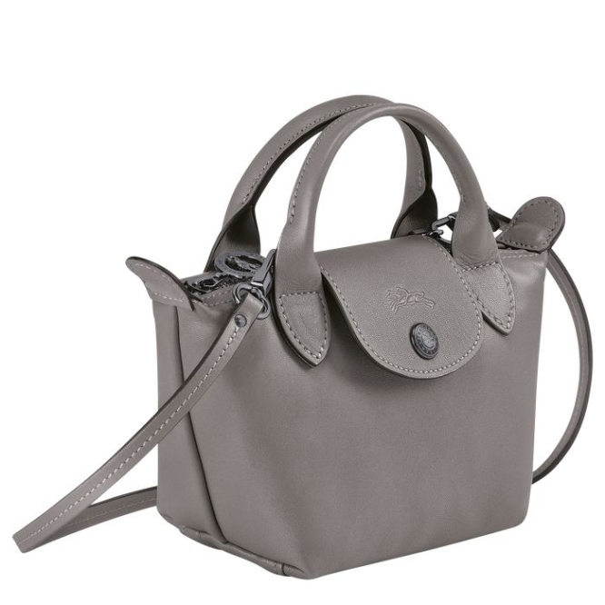 Grey Longchamp Le Pliage Cuir Women's Crossbody Bags | US-7693LPF