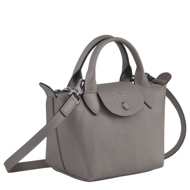 Grey Longchamp Le Pliage Cuir XS Women's Top-handle Bags | US-9265WNL