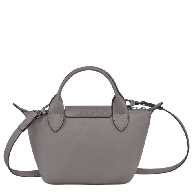 Grey Longchamp Le Pliage Cuir XS Women's Top-handle Bags | US-9265WNL