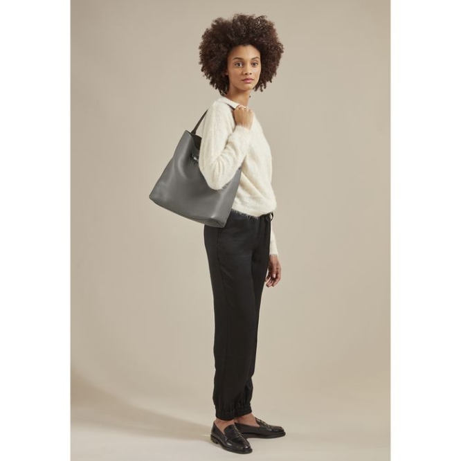 Grey Longchamp Roseau Essential Women's Shoulder Bags | US-1628BPN