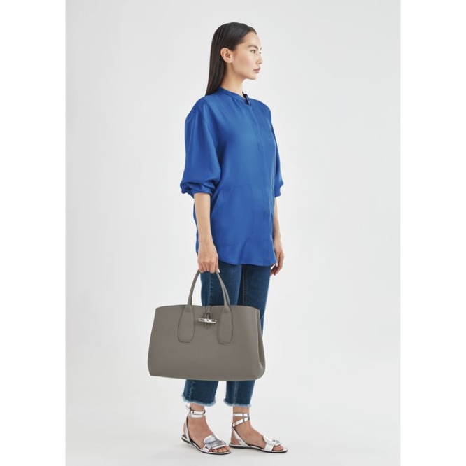 Grey Longchamp Roseau L Women's Top-handle Bags | US-5184ILC