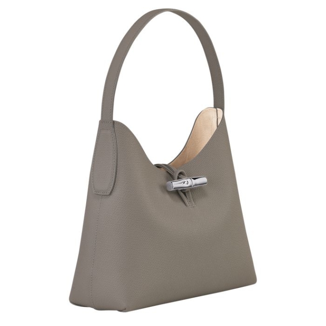 Grey Longchamp Roseau M Women's Shoulder Bags | US-0673IWS