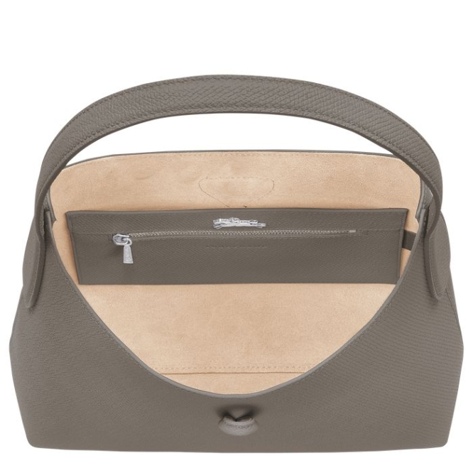 Grey Longchamp Roseau M Women's Shoulder Bags | US-0673IWS