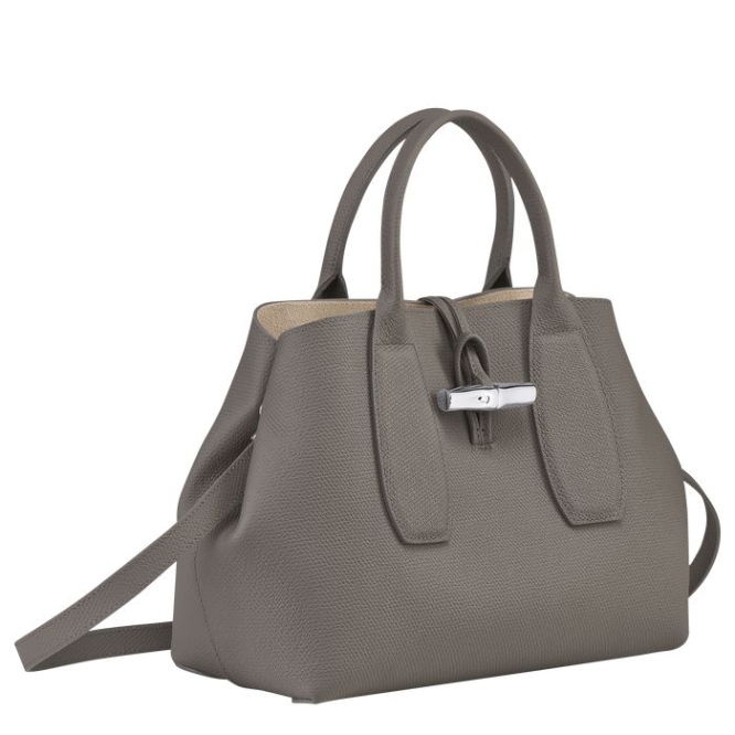 Grey Longchamp Roseau M Women's Top-handle Bags | US-4507OAH