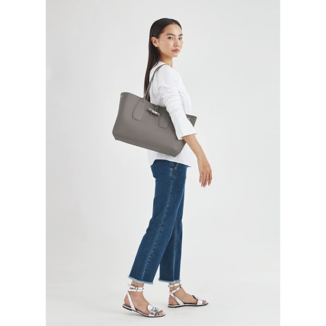 Grey Longchamp Roseau Women's Shoulder Bags | US-1925NLQ