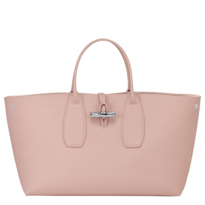 Light Pink Longchamp Roseau L Women's Top-handle Bags | US-0257QIP