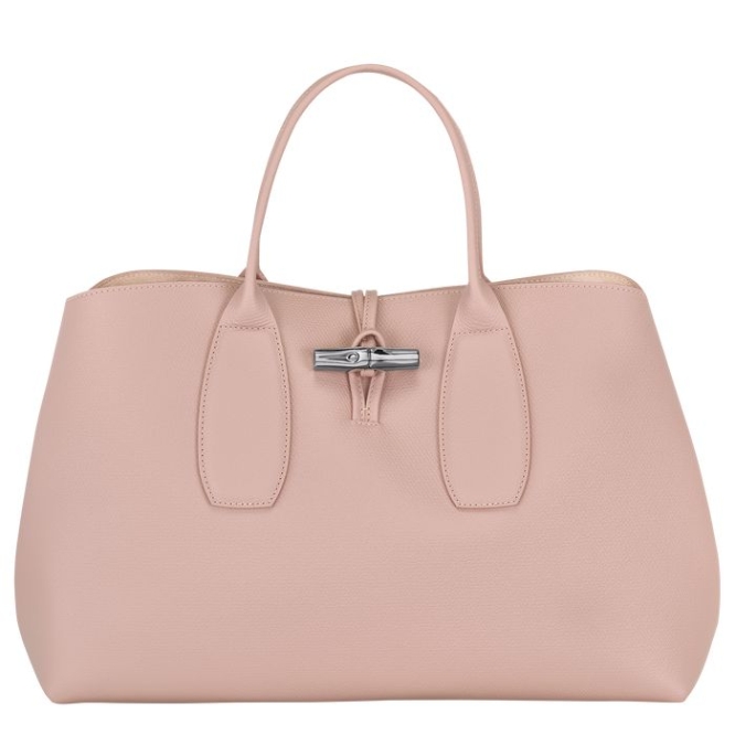 Light Pink Longchamp Roseau L Women\'s Top-handle Bags | US-0257QIP