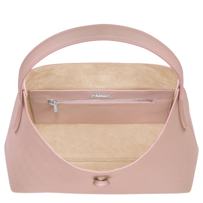 Light Pink Longchamp Roseau M Women's Shoulder Bags | US-9378CEM