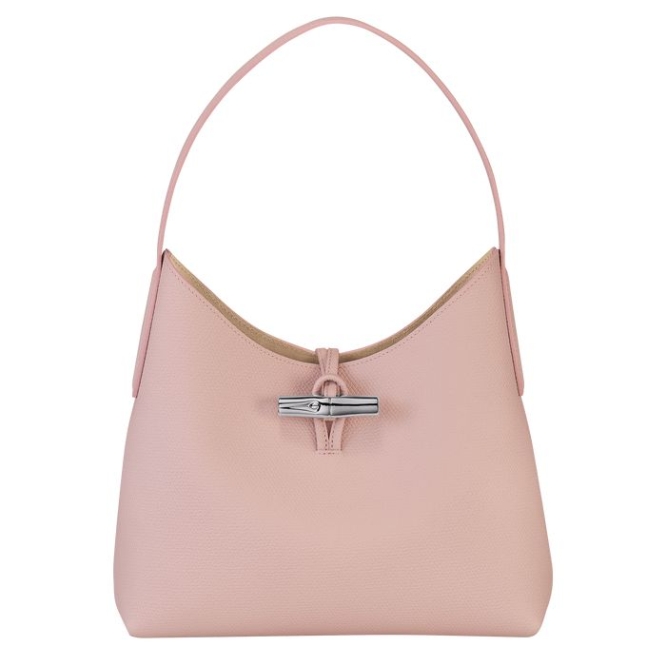 Light Pink Longchamp Roseau M Women\'s Shoulder Bags | US-9378CEM