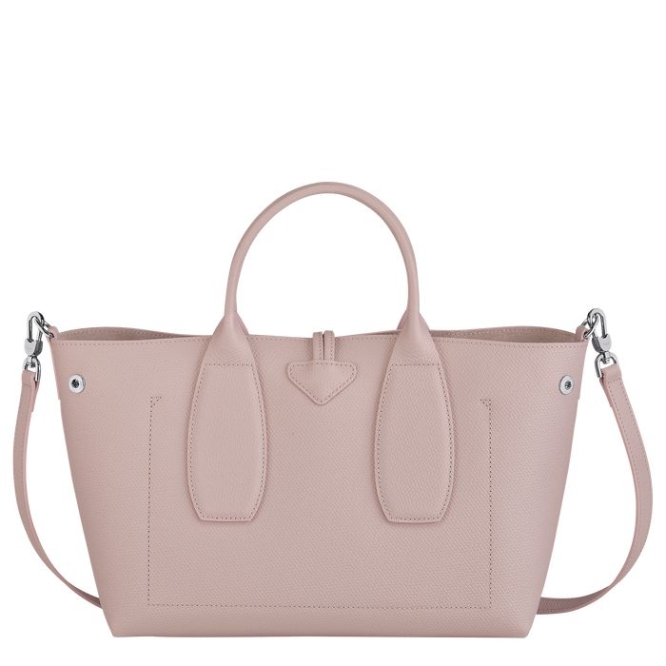 Light Pink Longchamp Roseau M Women's Top-handle Bags | US-9135VIS