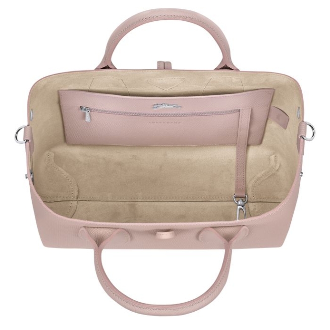 Light Pink Longchamp Roseau M Women's Top-handle Bags | US-9135VIS