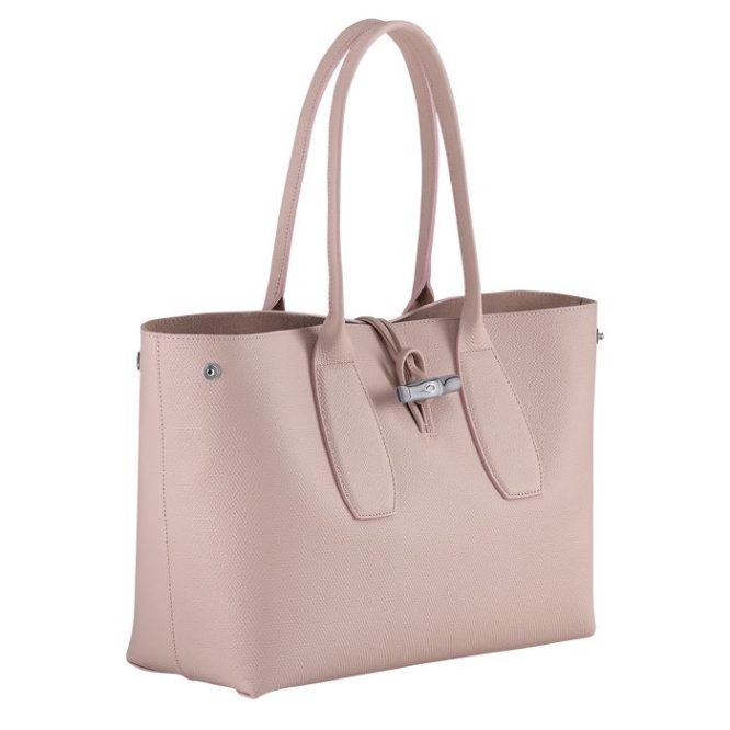 Light Pink Longchamp Roseau Women's Shoulder Bags | US-1970XJP