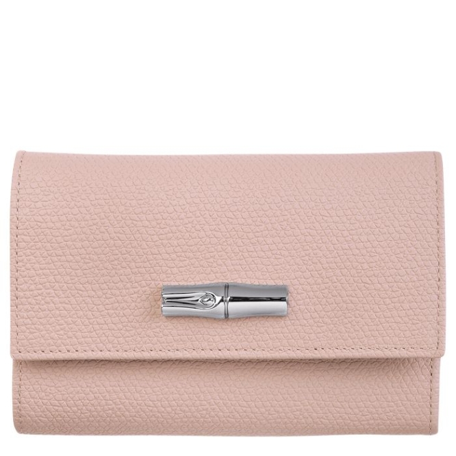 Light Pink Longchamp Roseau Women\'s Wallets | US-4593HQI