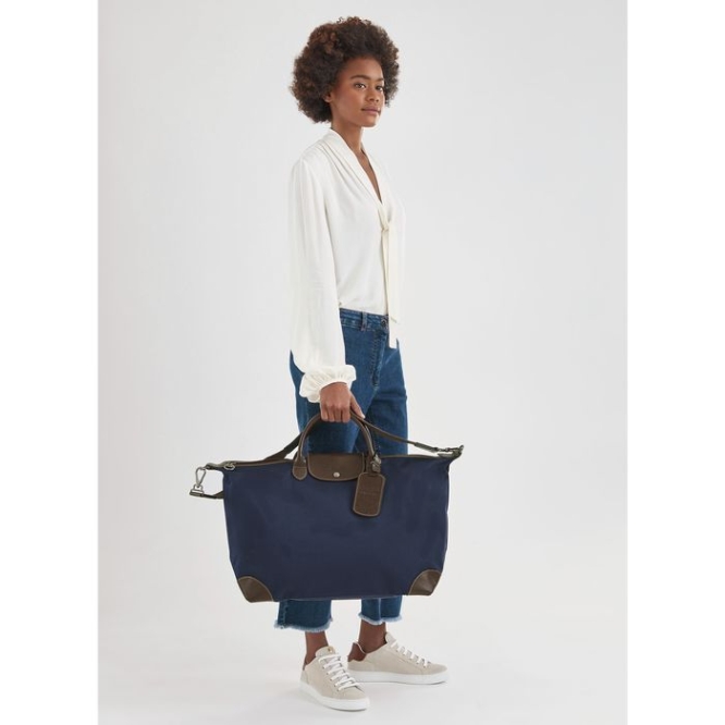 Navy Longchamp Boxford L Women's Travel Bags | US-4938FMC