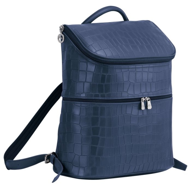 Navy Longchamp Croco Block Men's Backpacks | US-9372OUQ