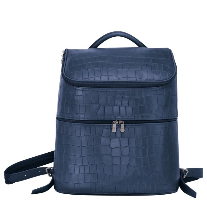 Navy Longchamp Croco Block Men\'s Backpacks | US-9372OUQ