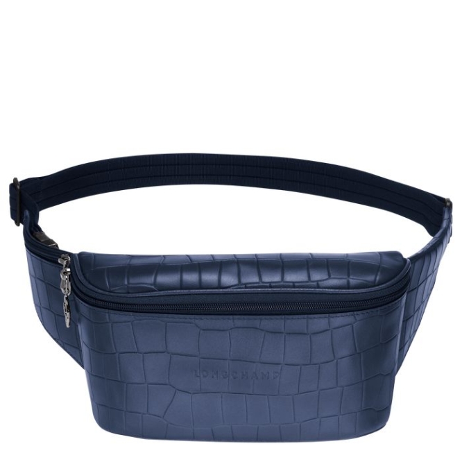 Navy Longchamp Croco Block Men\'s Belt Bags | US-8231KSD