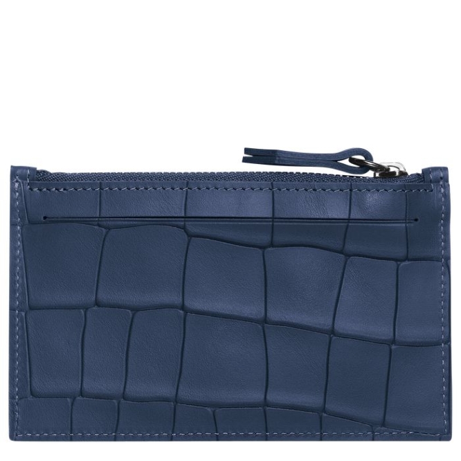 Navy Longchamp Croco Block Men's Cardholders & Coin Purses | US-6391QPC