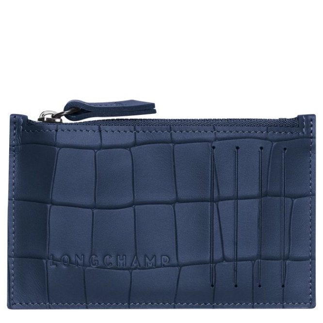 Navy Longchamp Croco Block Men\'s Cardholders & Coin Purses | US-6391QPC