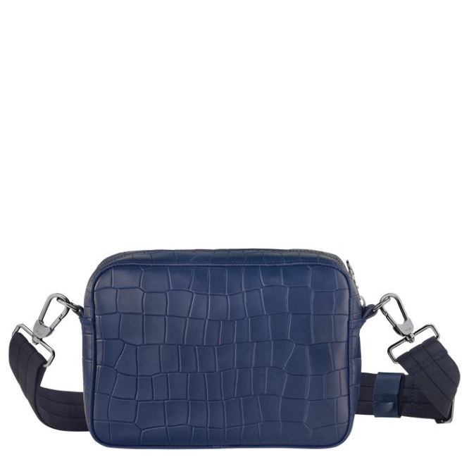 Navy Longchamp Croco Block Men's Crossbody Bags | US-7820RCZ