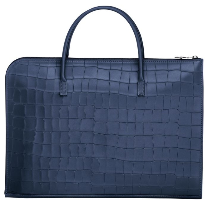 Navy Longchamp Croco Block S Women's Document Holders | US-1647SEF