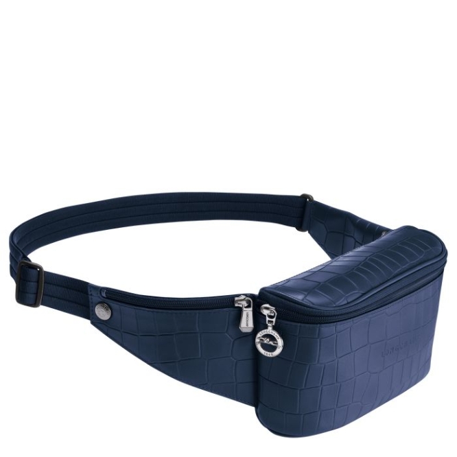 Navy Longchamp Croco Block Women's Belt Bags | US-7089CXY