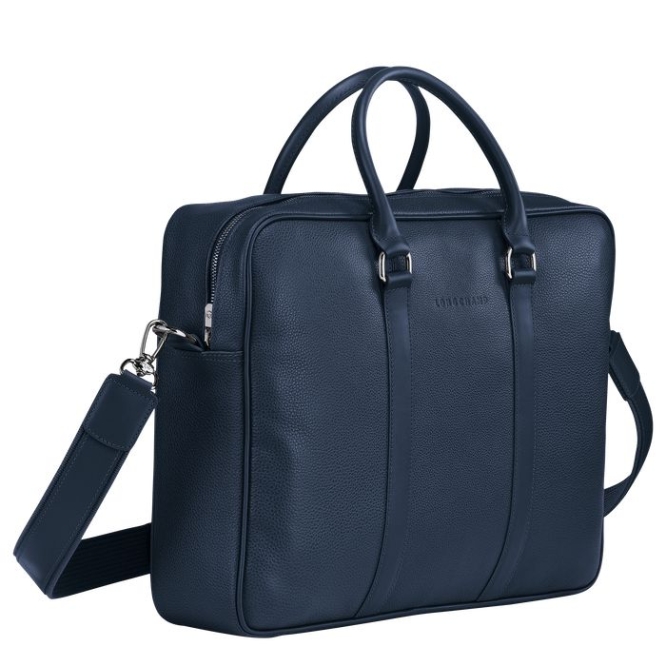 Navy Longchamp Le Foulonné M Men's Document Holders | US-8402BYP