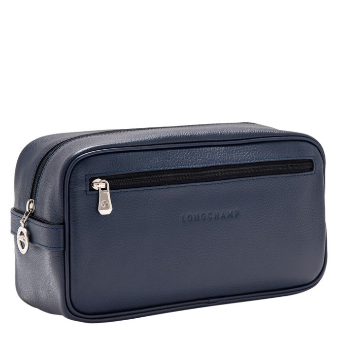 Navy Longchamp Le Foulonné Men's Toiletry Bags | US-0739HMK