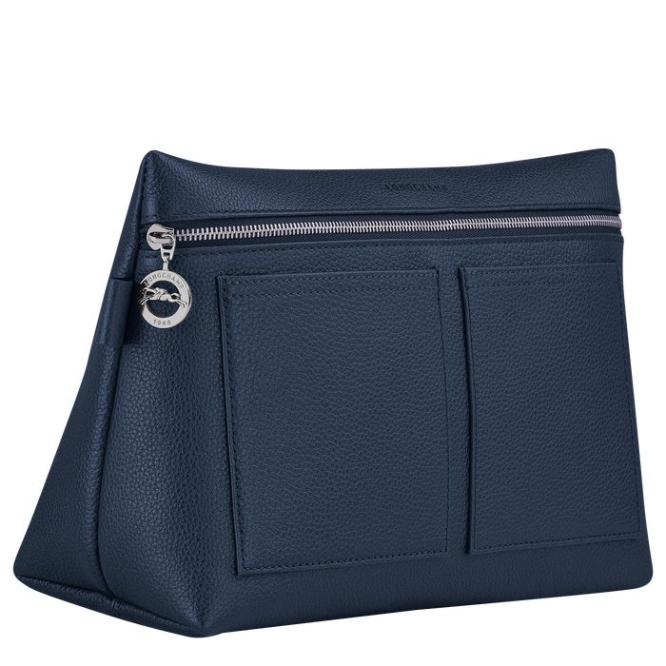 Navy Longchamp Le Foulonné Men's Toiletry Bags | US-1453UFJ