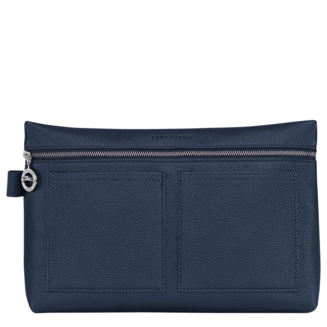 Navy Longchamp Le Foulonné Men\'s Toiletry Bags | US-1453UFJ