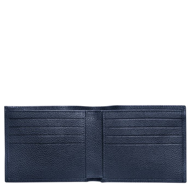 Navy Longchamp Le Foulonné Men's Wallets | US-2175URD