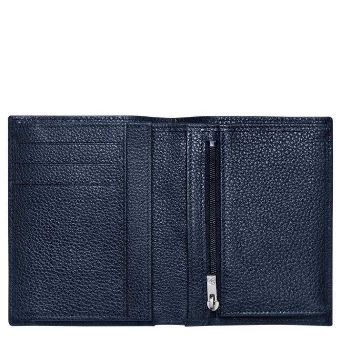 Navy Longchamp Le Foulonné Men's Wallets | US-7124IXU