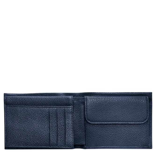 Navy Longchamp Le Foulonné Men's Wallets | US-7820NCW