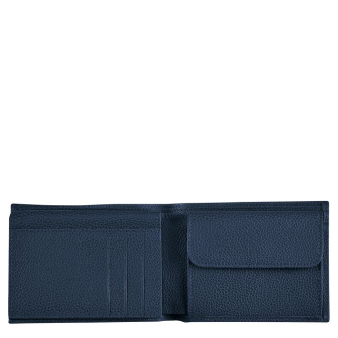 Navy Longchamp Le Foulonné Men's Wallets | US-7820NCW