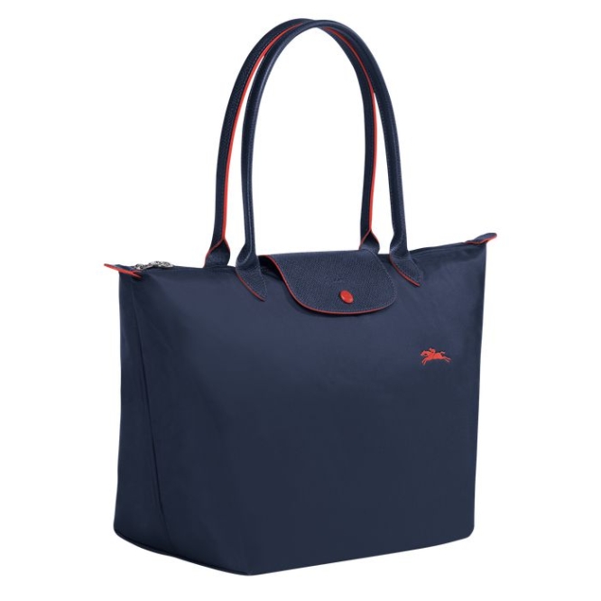 Navy Longchamp Le Pliage Club L Women's Shoulder Bags | US-6089WNA