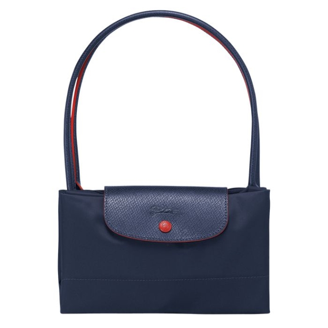 Navy Longchamp Le Pliage Club L Women's Shoulder Bags | US-6089WNA