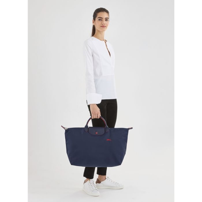 Navy Longchamp Le Pliage Club L Women's Travel Bags | US-6713YHP