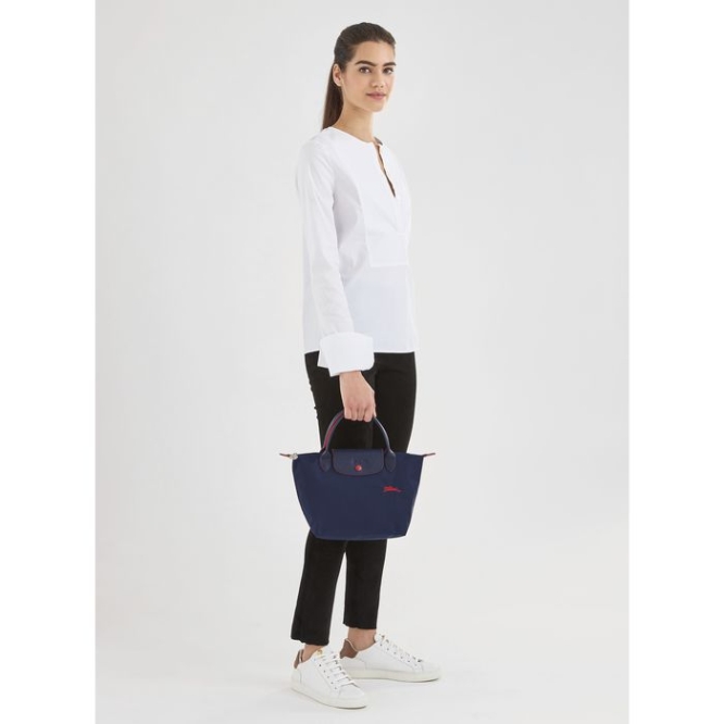 Navy Longchamp Le Pliage Club S Women's Top-handle Bags | US-0987HZA